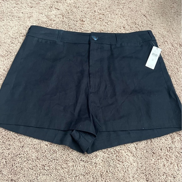 NWT new 32 Anthropologie Maeve ettie shorts pitched linen navy blue - Picture 3 of 17